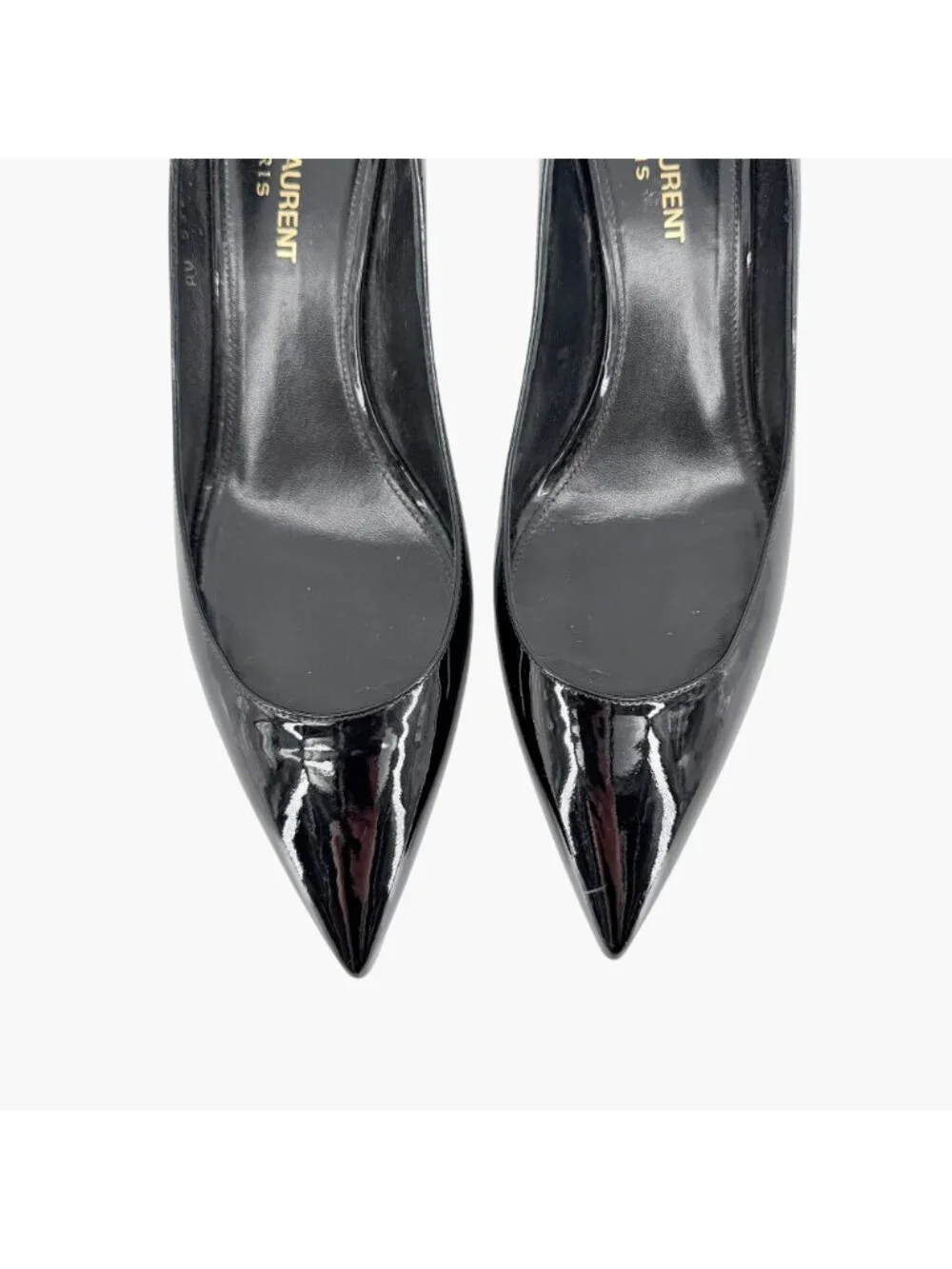 Saint Laurent Charlotte Pumps Heels Black Patent Size 39 US 9 Pointed Toe - Picture 3 of 15